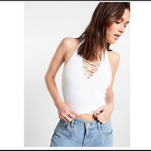 Express White Lace Halter Top